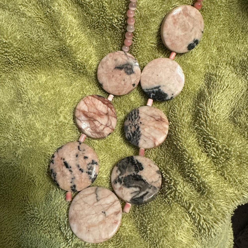 Elegant Pink and Black Stone Necklace